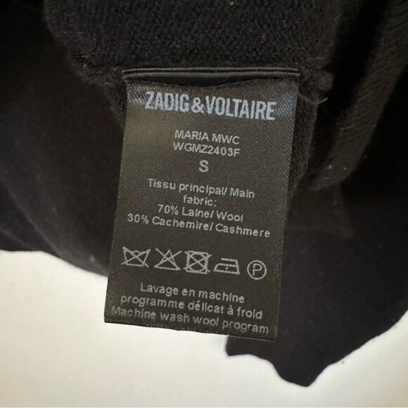 Zadig & Voltaire Maria Black Studded Wool Blend Cardigan Size S - Picture 6 of 6